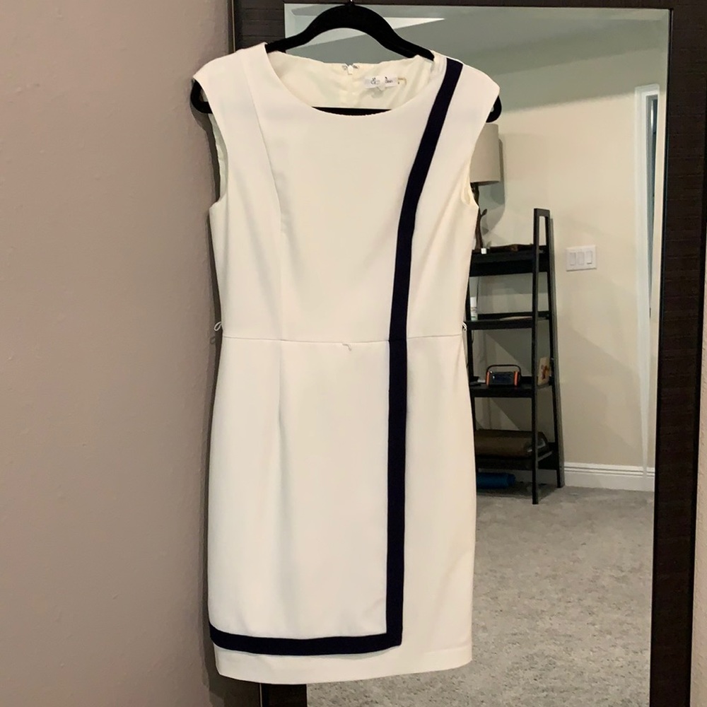 Calvin Klein Creme Dress with Navy Stripe